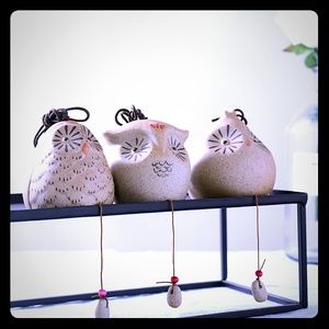 Japanese Style Ceramic Aeolian Bells Owl Design